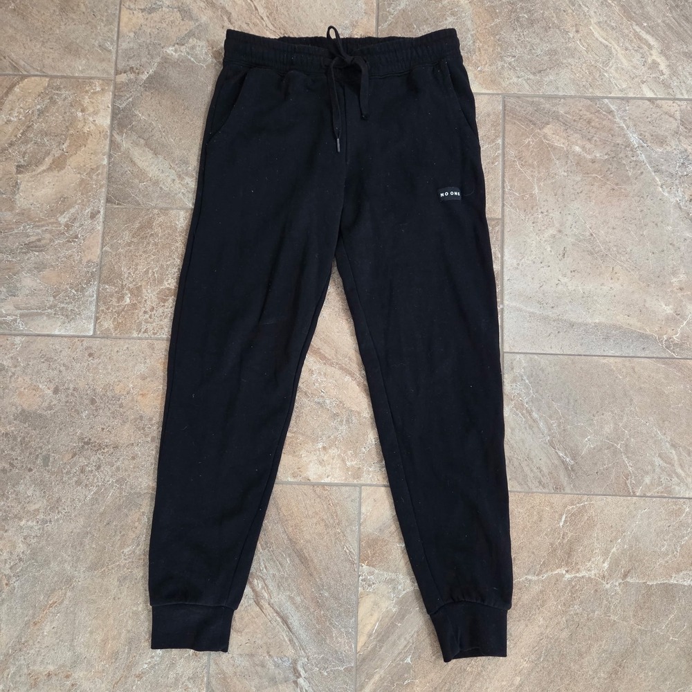 No One Joggers Womens S Black Fleece Sweatpants California Minimalist Drawstring